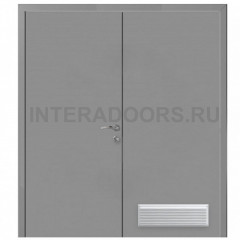 Дверь пластиковая Капель (Kapelli Classic) серый RAL 7046 двустворчатая с вентиляционной решеткой