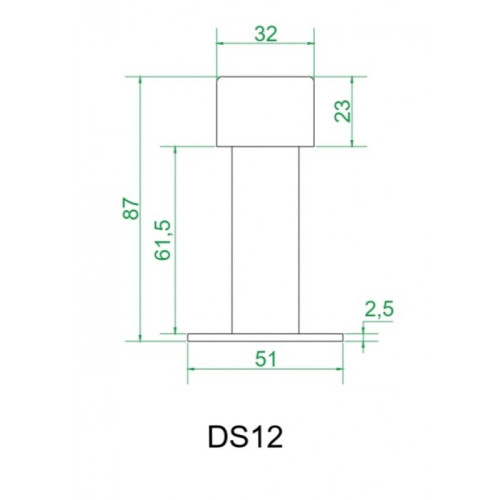 Ограничитель дверной DS12 INOX нержавеющая сталь