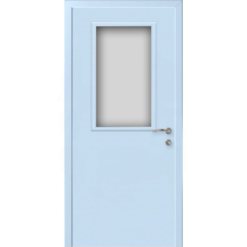 Дверь пластиковая Капель (Kapelli Classic) голубой RAL 5024 ДО стекло 1