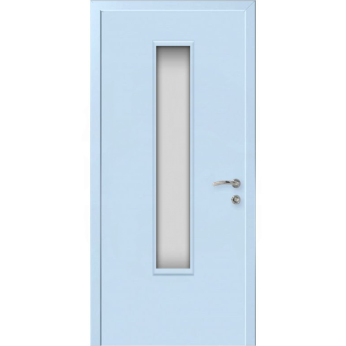 Дверь пластиковая Капель (Kapelli Classic) голубой RAL 5024 ДО стекло 2