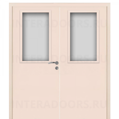 Дверь пластиковая Капель (Kapelli Classic) кремовый RAL 9001 двустворчатая ДО стекло 1
