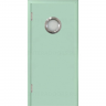 Маятниковая дверь пластиковая гладкая Kapelli Classic ментол RAL 6019 с иллюминатором
