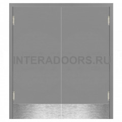 Маятниковая двухстворчатая дверь пластиковая гладкая Kapelli Classic темно серый RAL 7046