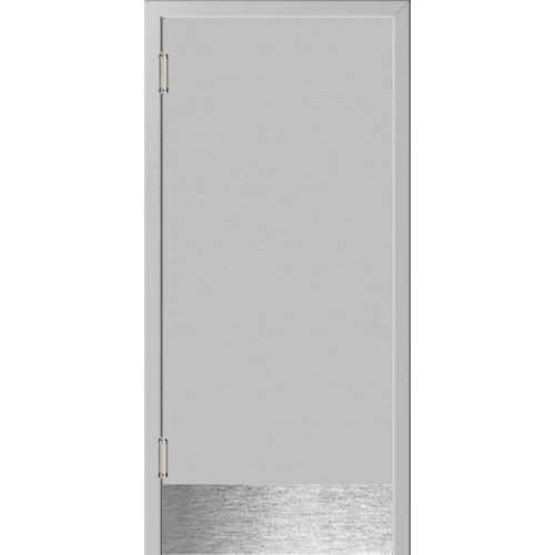 Маятниковая дверь пластиковая гладкая Kapelli Classic светло серый RAL 7035 с отбойной пластиной