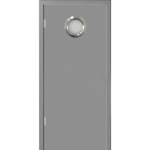 Маятниковая дверь пластиковая гладкая Kapelli Classic темно серый RAL 7046 с отбойной пластиной