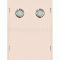 Маятниковая двухстворчатая дверь пластиковая гладкая Kapelli Classic кремовый RAL 9001