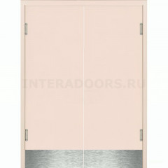 Маятниковая двухстворчатая дверь пластиковая гладкая Kapelli Classic кремовый RAL 9001